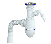 Сифон для тюльпана, умыв прикруч выпуск 1 1/4" (Ø 32)  отводом для стиральной