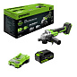 Угловая шлифовальная машина акк. Greenworks AG590, 24V, б/щет, 125 мм, 8500 об/мин,1х5Ач,ЗУ