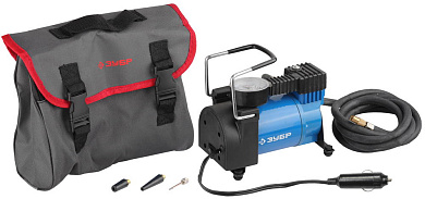Компрессор ЗУБР ″ЭКСПЕРТ″ автомобильный давление 10 атм, длина провода 3 м, длина шланга 2 м, 3 наса