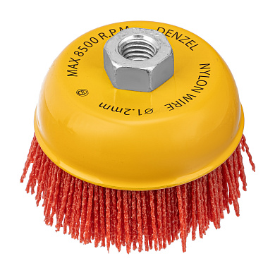 Щетка для УШМ, 100 мм, Чашка, нейлоновая щетина, М14// Denzel