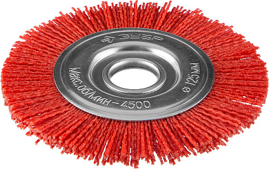 Щетка дисковая для УШМ, нейлоновая проволока с абразивным покрытием, 125х22мм ЗУБР