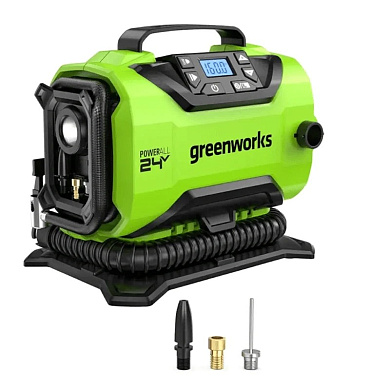 Компрессор автомобильный, аккумуляторный Greenworks, 24V / 12V без АКБ и ЗУ, арт. 3400807