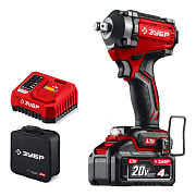 Бесщеточный ударный гайковерт ЗУБР 20 В, 500 Н·м, 1 АКБ LMS (4 А·ч)