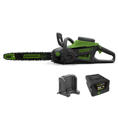 Цепная пила аккумуляторная Greenworks GD60CS40K4, 60V (40 см)бесщеточная, с АКБ 4 А.ч. и ЗУ