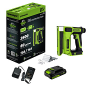 Степлер акк. Greenworks G24CS10, 24V, 60 уд/мин, скобы Т53, гвозди Т47,1х2Ач,ЗУ,кор (3400107CUA)