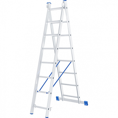 Лестница, 2 х 8 ступеней, алюминиевая, двухсекционная Сибртех