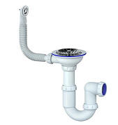 Сифон для мойки прямоточный с выпуск круглый перелив 3 1/2 на Ø40