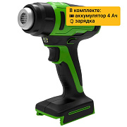 Строительный фен акк. Greenworks G24HG, 24V, 550°С, 200 л/мин,1х4Ач,ЗУ,кор (3400207CUB)