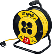 Силовой удлинитель на катушке STAYER S-225, ПВС, 2 х 2.5 мм2, 30 м, 3750 Вт