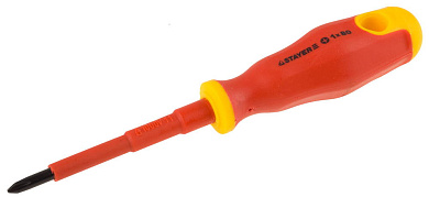 Отвертка STAYER ″PROFI″ ″ELECTRO″ диэлектрическая до 1000В, двухкомп рукоятка, PH № 1 х 80мм