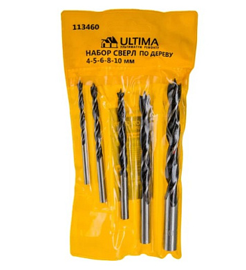Набор сверл (5 шт; 4-10 мм; цилиндрический хвостовик) Ultima 113460
