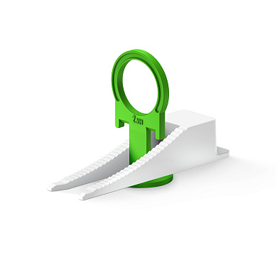 Система выравнивания плитки ЗУБР КОЛЬЦО, комплект: 2,0 мм, зажим + клин, 50 + 50 шт