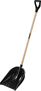 Снеговая лопата СИБИН ЛПД-460, ширина 460 мм, пластиковая, с алюминиевой планкой, деревянный черенок, V-ручка