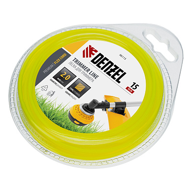 Леска для триммера квадрат 2 мм х 15 м,  блистер FLEX CORD// Denzel