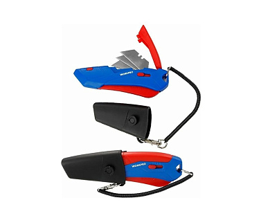 Нож выдвижной пластиковый в безопасном чехле WP213010 3 позиции/хранение WORKPRO