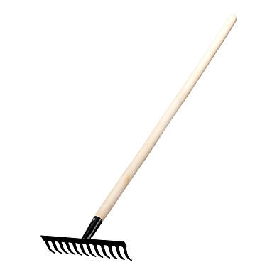 Грабли стальные, 1300 мм, 12 прямых зубьев, деревянный черенок Сибртех