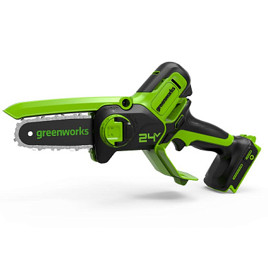 Цепная мини пила аккумуляторная Greenworks Арт. 2008207UA, 24V, 10см, c 1хАКБ 2Ач и ЗУ