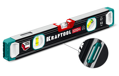 Сверхпрочный магнитный уровень KRAFTOOL A-RATE CONTROL, 400 мм, точность 0.3 мм/м