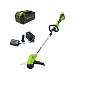 Триммер аккумуляторный Greenworks GD40LT, 40V, 38 см, с 1хАКБ 4 Ач и ЗУ (2112207UB)