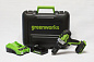 Ударная дрель-шуруповерт Greenworks GD24DD60k2, 24v, 60 Нм, в комплекте АКБ 2 А·ч и ЗУ