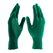 Перчатки из синтетической нити, ПВХ точка, 13 класс, цвет изумрудный, L// Россия