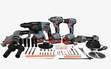 Аккумуляторный набор инструмента 5 в 1 PROFIPOWER Е0267 (гайковерт, циркулярн, перфор, шурупов, ушм)