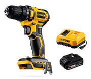 Бесщеточная дрель-шуруповерт STEHER 20 В, 45 Н·м, 1 АКБ LMS (2 А·ч)