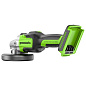Угловая шлифовальная машина акк. Greenworks GD24AGK4, 24V, б/щет, 125 мм, 10500 об/мин,1x4Ач,ЗУ