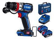 Бесщеточная ударная дрель-шуруповерт ЗУБР 20 В, 70 Н·м, 2 АКБ LMS (4 А·ч)