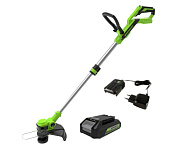 Триммер Greenworks G24LT30k2 Gen 2, 24v, 30 см, в комплекте с АКБ 2 А·ч и ЗУ (аккумуляторный)
