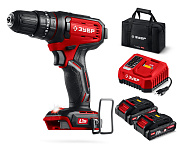 Ударная дрель-шуруповерт ЗУБР 20 В, 40 Н·м, 2 АКБ LMS (2 А·ч)