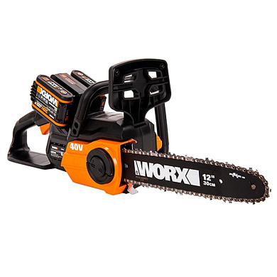 Пила цепная WORX WG381E 40V Li cordless ChainSaw 30 см аккумуляторная с двумя 2Ач батареями и двойно