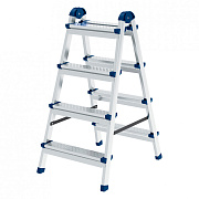 Стремянка двухсторонняя 4 ступени, сталь профиль, стальные ступени, Россия Сибртех