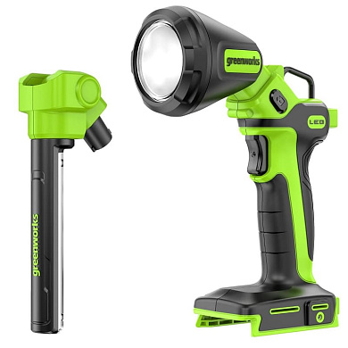 Рабочий LED-фонарь 2-в-1 Greenworks G24UL, 24V, макс. 650 Лм, 2 плафона, магнит, скоба, без АКБ и ЗУ
