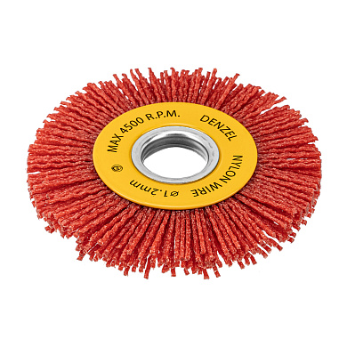 Щетка для УШМ, 100 мм, Плоская, нейлоновая щетина, посадка 22,2 мм// Denzel